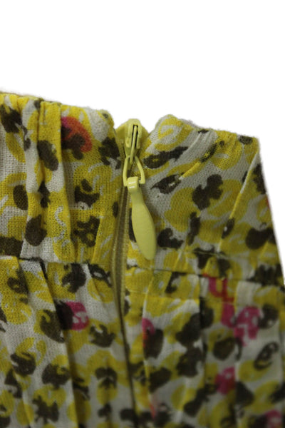 Tocca Womens Yellow Floral Sundress Drawstring Cotton Knee Length Size 2