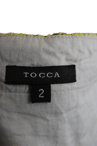 Tocca Womens Yellow Floral Sundress Drawstring Cotton Knee Length Size 2