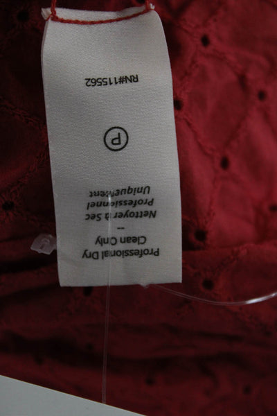 Cinq A Sept Women Fit & Flare Sundress Red Cotton Short Sleeve Size 4