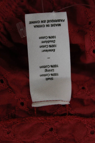 Cinq A Sept Women Fit & Flare Sundress Red Cotton Short Sleeve Size 4