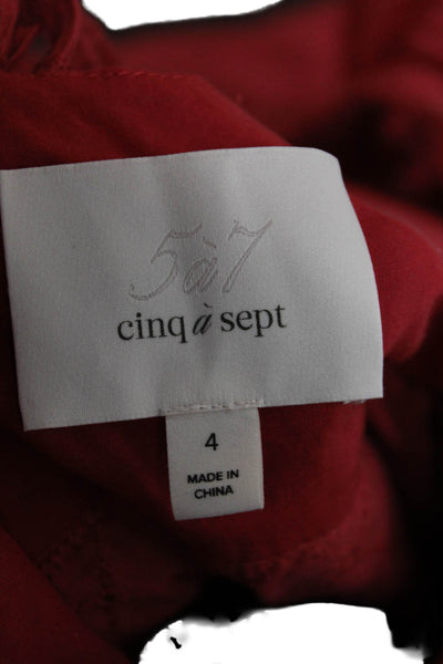 Cinq A Sept Women Fit & Flare Sundress Red Cotton Short Sleeve Size 4