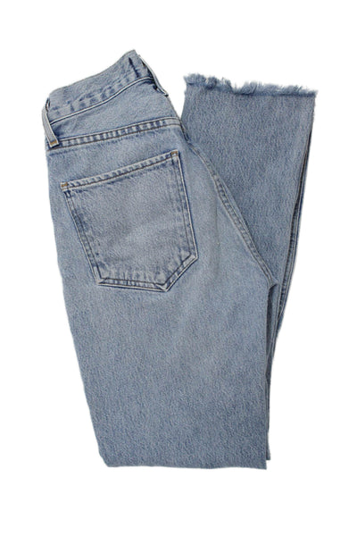 Agolde Women Cropped Straight Light Blue High Rise Jeans 25in Size 23