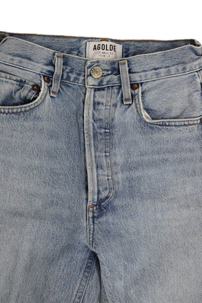 Agolde Women Cropped Straight Light Blue High Rise Jeans 25in Size 23