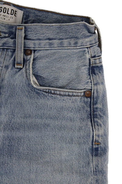 Agolde Women Cropped Straight Light Blue High Rise Jeans 25in Size 23