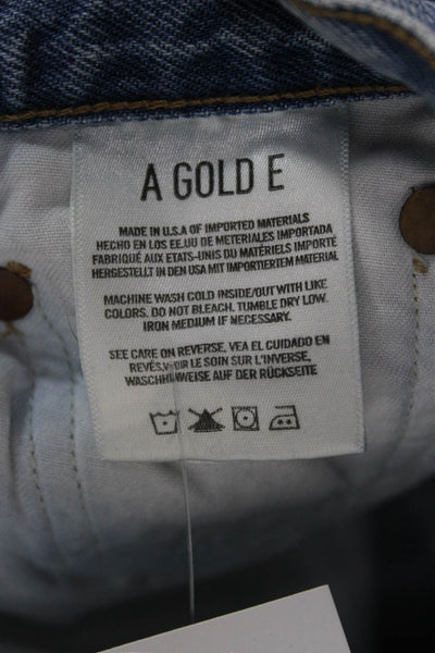 Agolde Women Cropped Straight Light Blue High Rise Jeans 25in Size 23