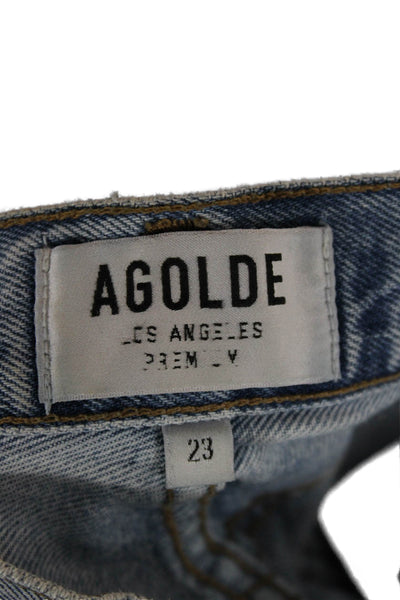 Agolde Women Cropped Straight Light Blue High Rise Jeans 25in Size 23