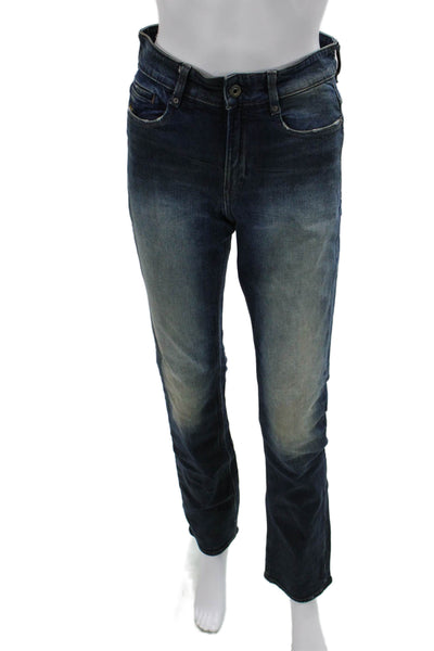 G Star Raw Mens Straight Jeans Dark Blue Mid Rise 99% Cotton Size 26