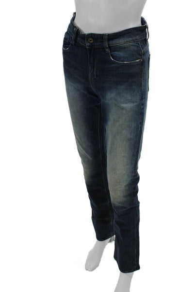 G Star Raw Mens Straight Jeans Dark Blue Mid Rise 99% Cotton Size 26