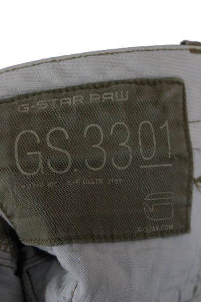 G Star Raw Mens Chinos Green Button Fly 97% Cotton Size 26