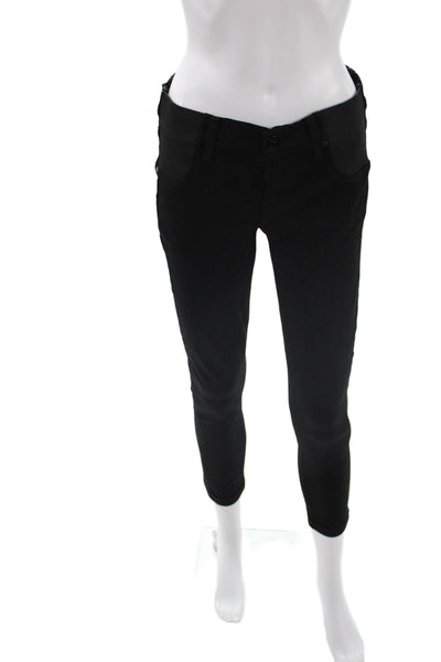 Paige Womens Ankle Cropped Pants Black Mid Rise Size 26