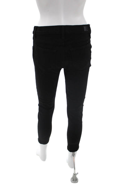 Paige Womens Ankle Cropped Pants Black Mid Rise Size 26