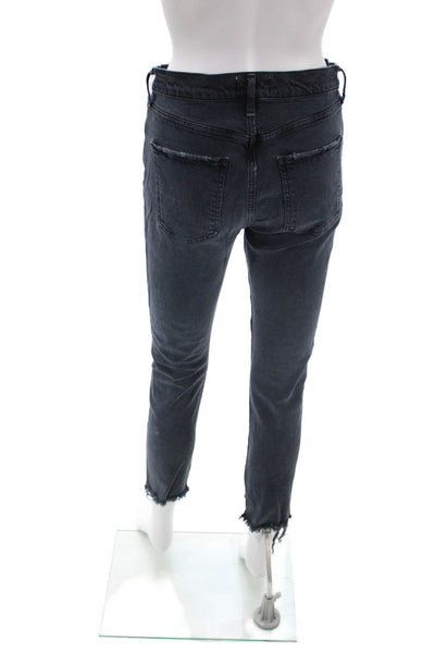 Agolde Womens Skinny Ankle Jeans Dark Gray High Rise Button Size 26