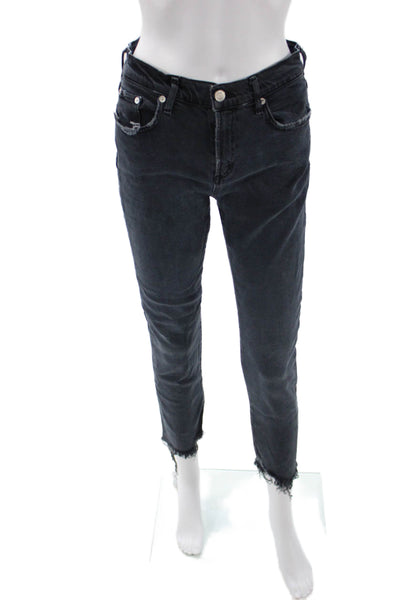 Agolde Womens Skinny Ankle Jeans Dark Gray High Rise Button Size 26