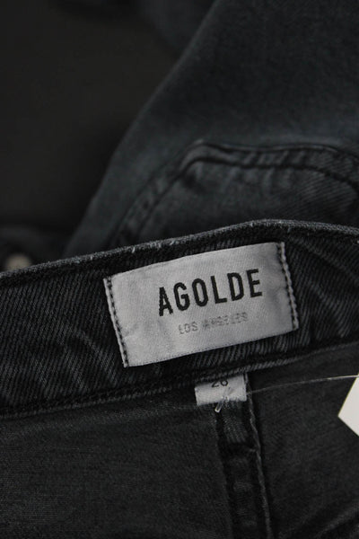 Agolde Womens Skinny Ankle Jeans Dark Gray High Rise Button Size 26