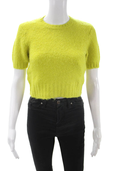 Toccin Women Pullover Sweater Yellow Short Sleeve Crew Neck Size XS
