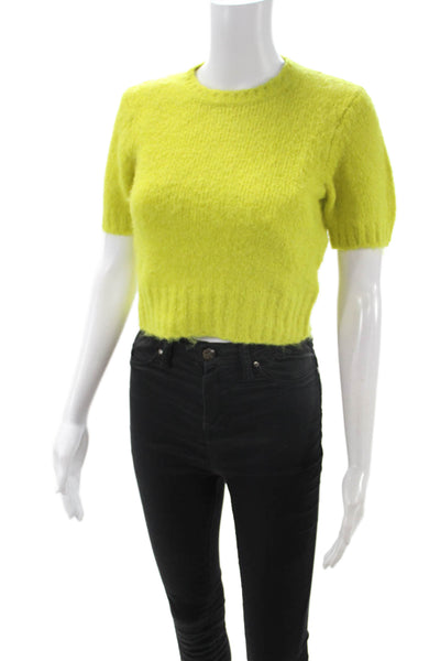 Toccin Women Pullover Sweater Yellow Short Sleeve Crew Neck Size XS