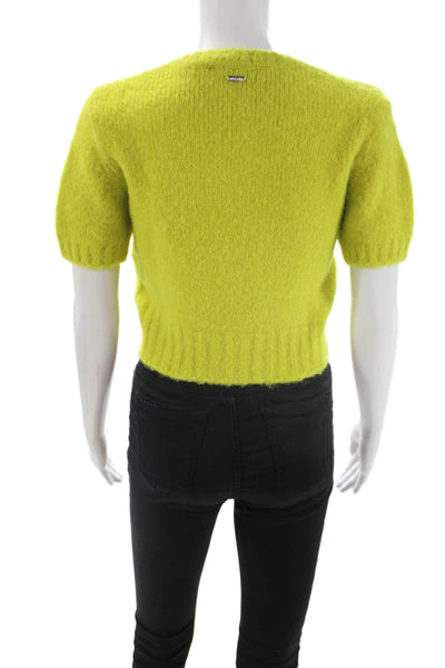 Toccin Women Pullover Sweater Yellow Short Sleeve Crew Neck Size XS