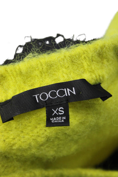 Toccin Women Pullover Sweater Yellow Short Sleeve Crew Neck Size XS
