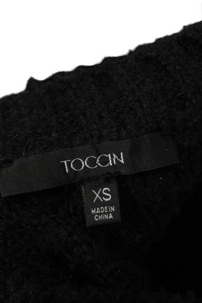 Toccin Women Pullover Sweater Black Crew Neck Long Sleeve Size XS