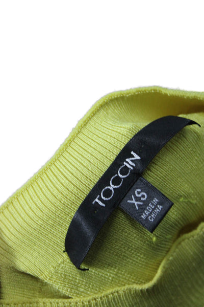 Toccin Women Pullover Mock Neck Striped Yellow Long Sleeve Size XS