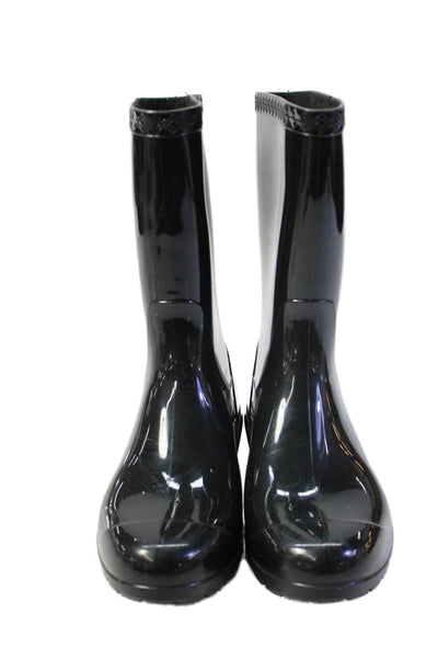 Ugg Womens Sienna Glossy Mid-Calf Pull-On Rain Boots Black Size 6