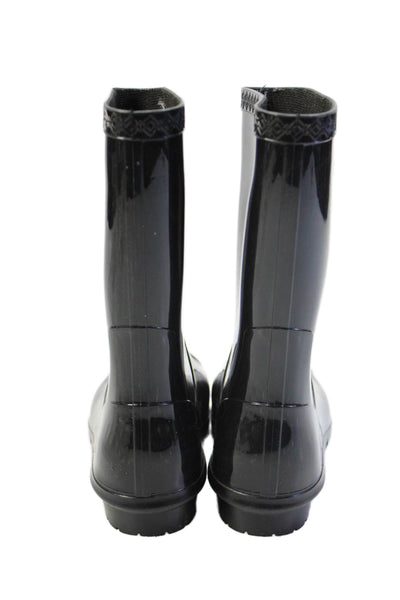 Ugg Womens Sienna Glossy Mid-Calf Pull-On Rain Boots Black Size 6