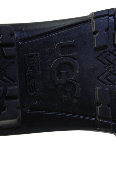 Ugg Womens Sienna Glossy Mid-Calf Pull-On Rain Boots Black Size 6