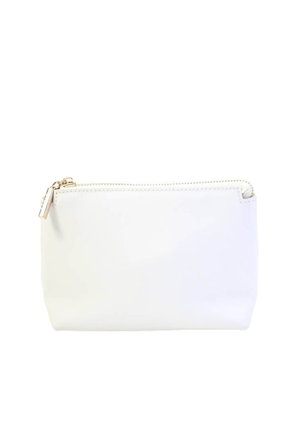 Staud Womens Solid Zip Up Makeup Bag White