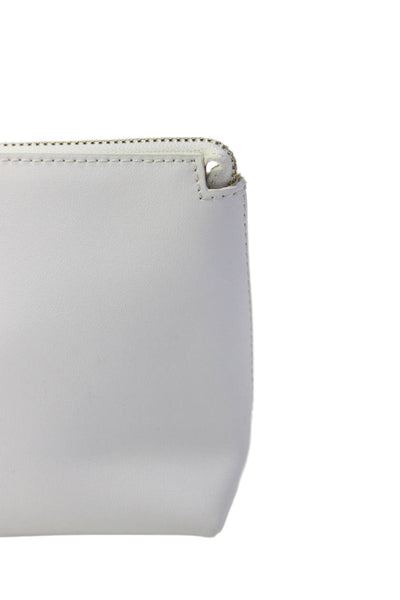 Staud Womens Solid Zip Up Makeup Bag White
