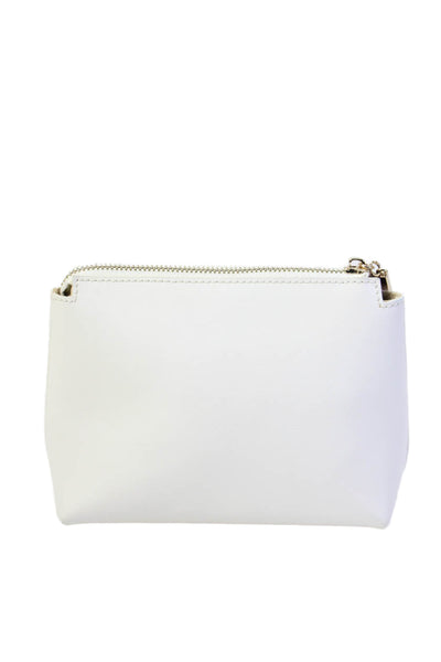 Staud Womens Solid Zip Up Makeup Bag White