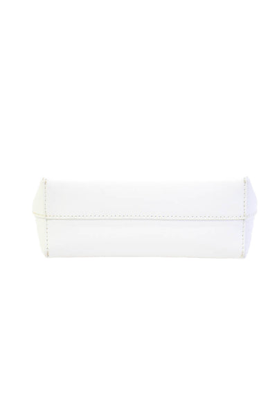 Staud Womens Solid Zip Up Makeup Bag White