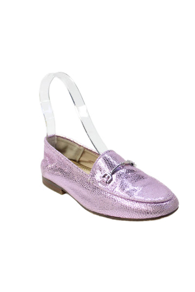 Sam Edelman Girls Metallic Slip-On Flat Loafer Shoes Pink Size 13