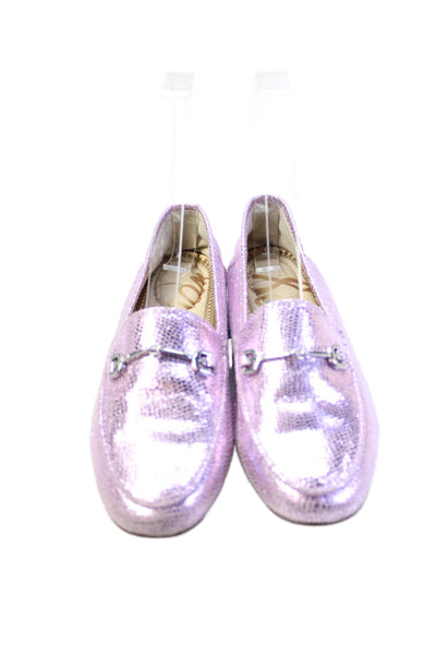 Sam Edelman Girls Metallic Slip-On Flat Loafer Shoes Pink Size 13