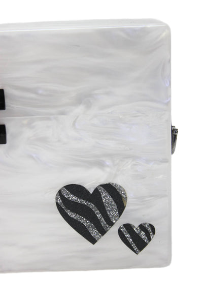 Edie Parker Womens Metallic Hinged Convertible Clutch Bag White