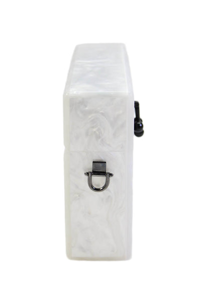 Edie Parker Womens Metallic Hinged Convertible Clutch Bag White