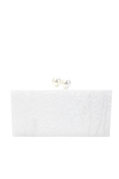 rae of light Womens Metallic Magnetic Closure Convertible Clutch Bag White