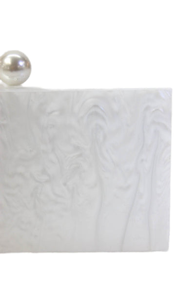 rae of light Womens Metallic Magnetic Closure Convertible Clutch Bag White
