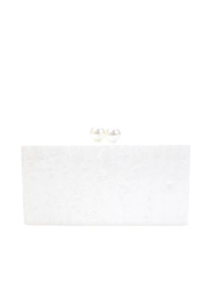 rae of light Womens Metallic Magnetic Closure Convertible Clutch Bag White