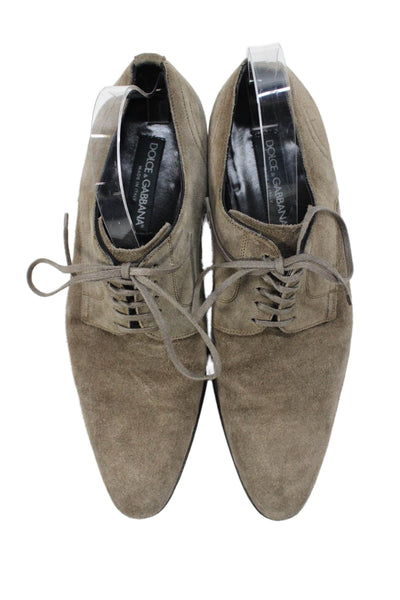 Dolce & Gabbana Mens Suede Lace Up Dress Shoe Oxfords Brown Size 7