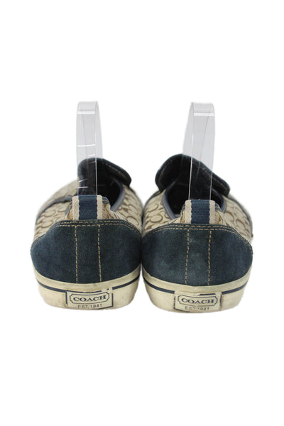 Coach Mens Canvas Kenneth Slide On Sneakers Brown Blue Size 10 B