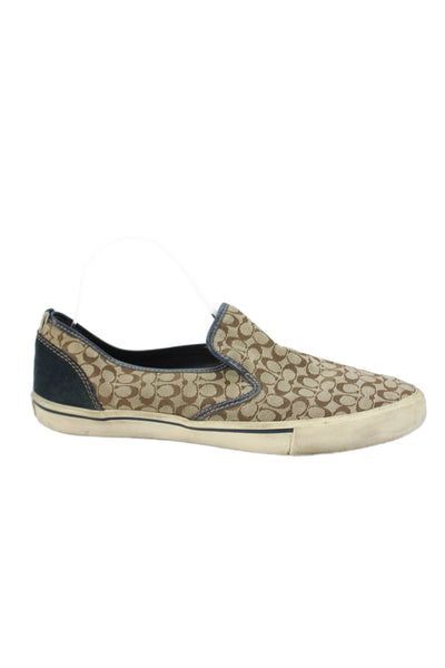 Coach Mens Canvas Kenneth Slide On Sneakers Brown Blue Size 10 B