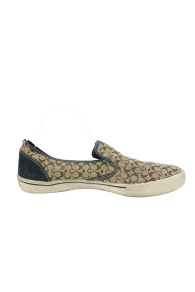 Coach Mens Canvas Kenneth Slide On Sneakers Brown Blue Size 10 B