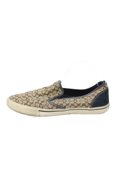 Coach Mens Canvas Kenneth Slide On Sneakers Brown Blue Size 10 B