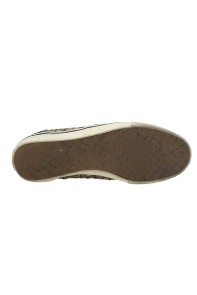 Coach Mens Canvas Kenneth Slide On Sneakers Brown Blue Size 10 B
