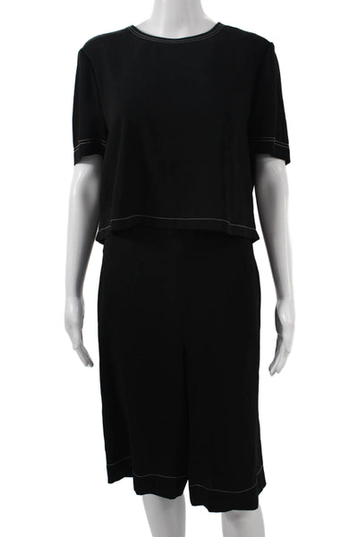BCBG Max Azria Women Black Round Neck Sleeveless Jumpsuit Size L