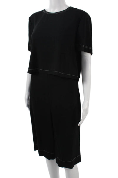 BCBG Max Azria Women Black Round Neck Sleeveless Jumpsuit Size L