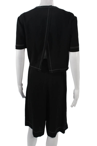 BCBG Max Azria Women Black Round Neck Sleeveless Jumpsuit Size L