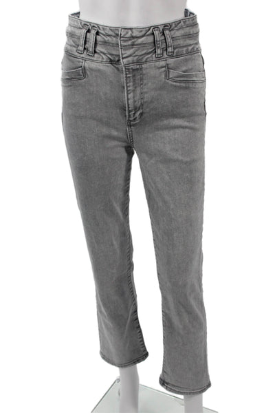 Paige Womens Gray Cropped Paperbag High Rise Jeans 28 Inseam Size 27