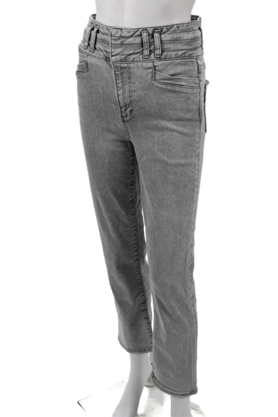 Paige Womens Gray Cropped Paperbag High Rise Jeans 28 Inseam Size 27