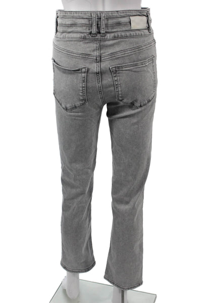 Paige Womens Gray Cropped Paperbag High Rise Jeans 28 Inseam Size 27
